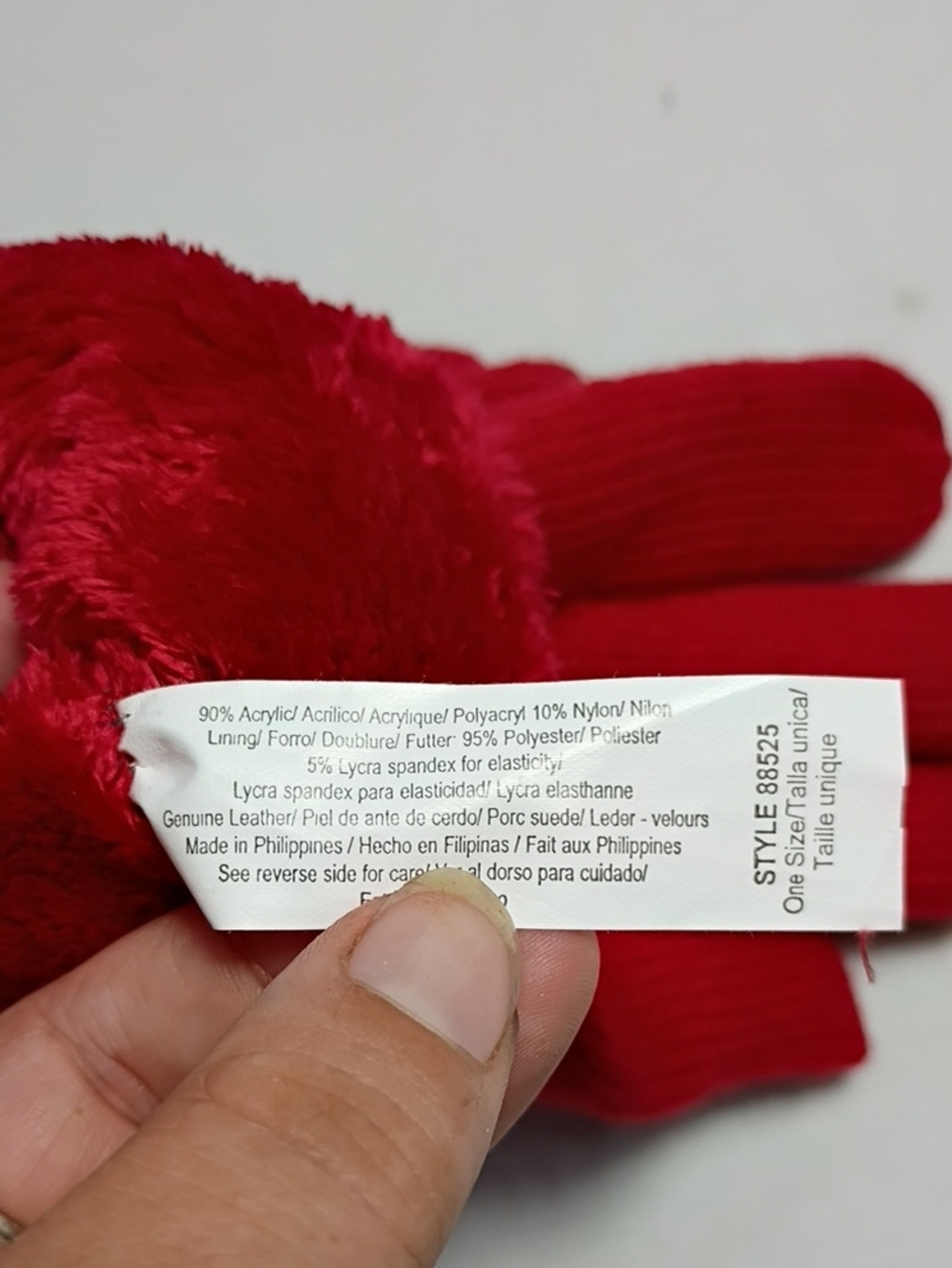 NWT Isotoner Red Knit Gloves with Suede Palm Patch Women's One Size Winter - Picture 4 of 7